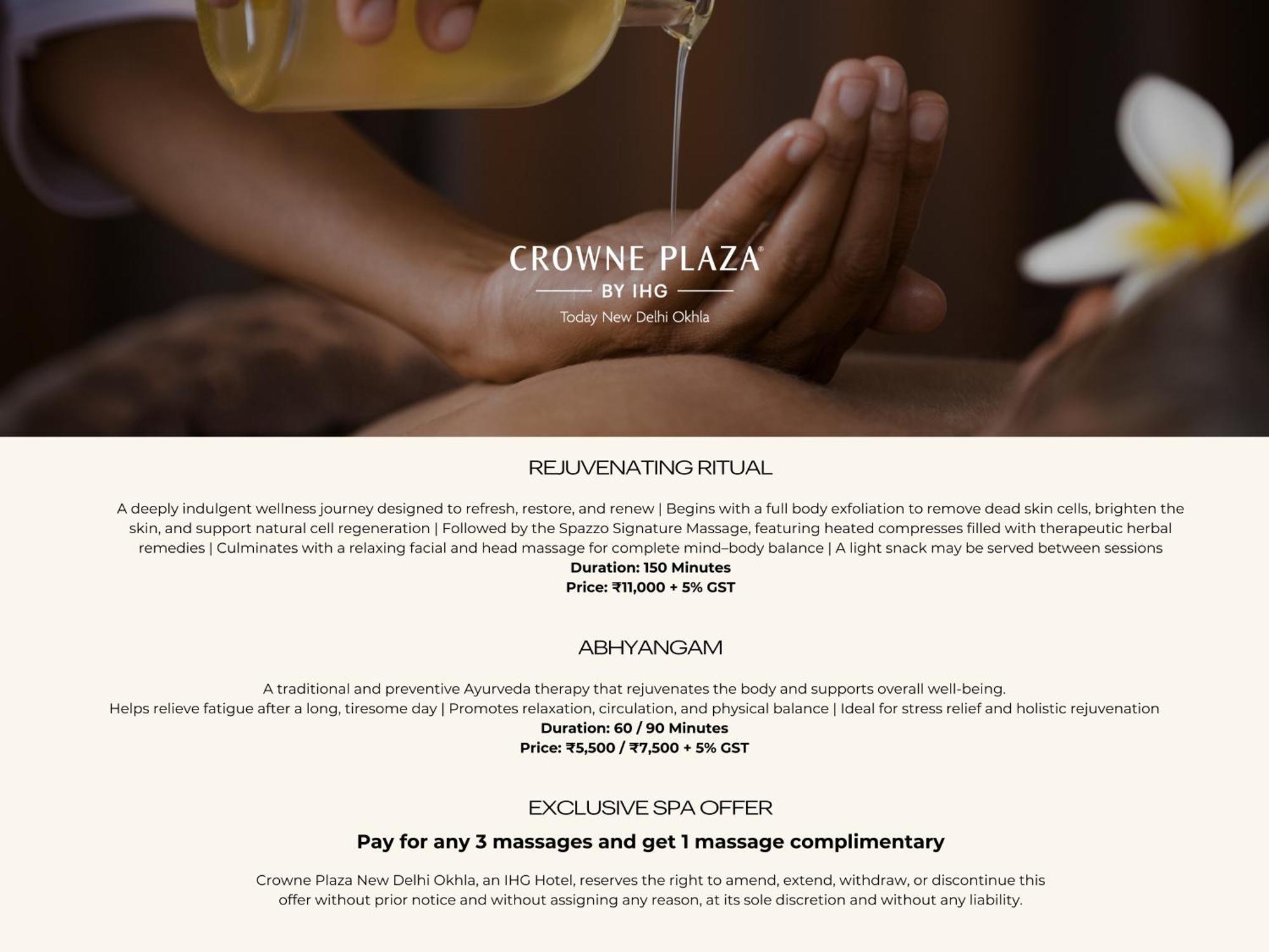Standard Room Offers Buy1Get1 on Premium beverages between 11amto7pm on Food Soft beverages SPA Laundry